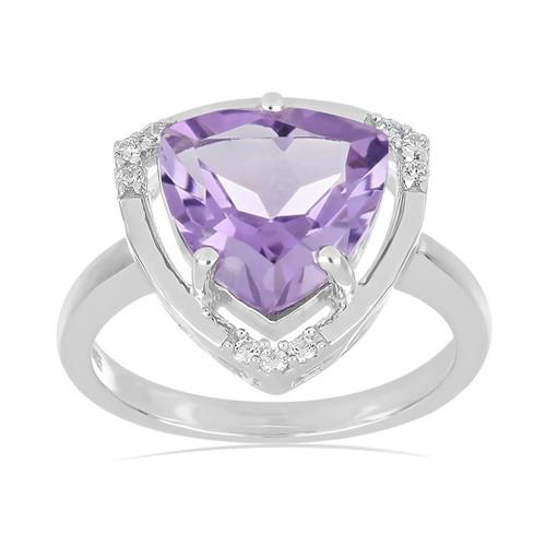 3.10 CT BRAZILIAN AMETHYST STERLING SILVER RINGS WITH WHITE ZIRCON